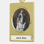 Engelse Springer Spaniel Pet Foto Verguld Banner Ornament (Links)