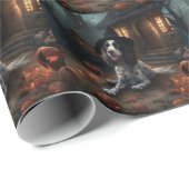Engelse Springer Spaniel Pompoenen Halloween Griez Cadeaupapier (Rol Hoek)