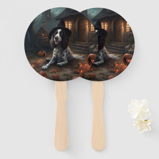 Engelse Springer Spaniel Pompoenen Halloween Griez Handwaaier (Voorkant en achterkant)
