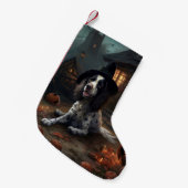 Engelse Springer Spaniel Pompoenen Halloween Griez Kleine Kerstsok (Voorkant (Hangend))