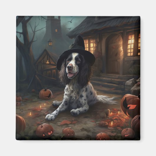 Engelse Springer Spaniel Pompoenen Halloween Griez Magneet (Voorkant)