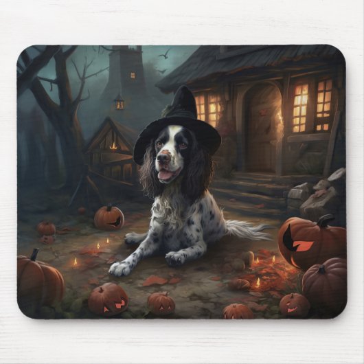 Engelse Springer Spaniel Pompoenen Halloween Griez Muismat (Voorkant)