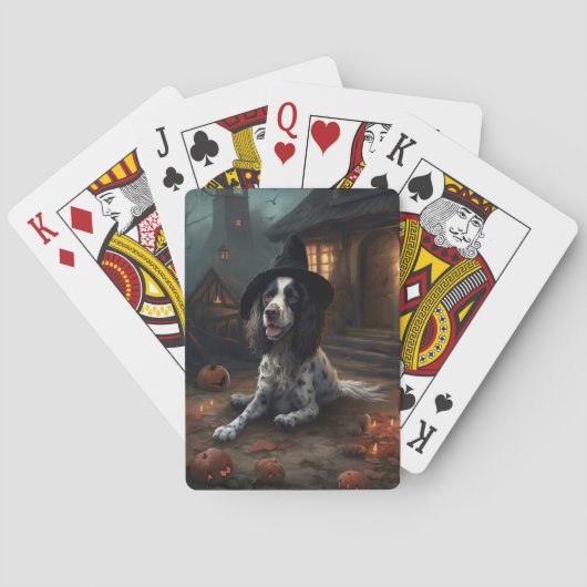 Engelse Springer Spaniel Pompoenen Halloween Griez Pokerkaarten (Achterkant)