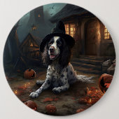 Engelse Springer Spaniel Pompoenen Halloween Griez Ronde Button 6,0 Cm (Voorkant)