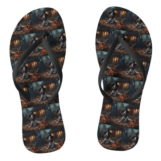 Engelse Springer Spaniel Pompoenen Halloween Griez Teenslippers (Voetbed)