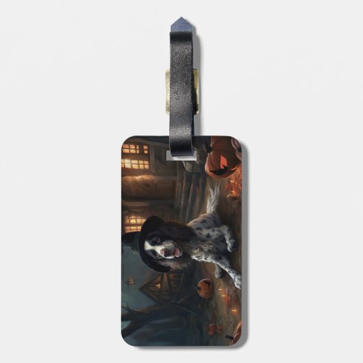 Engelse Springer Spaniel Pompoenen Halloween Scary Bagagelabel (Achterkant verticaal)