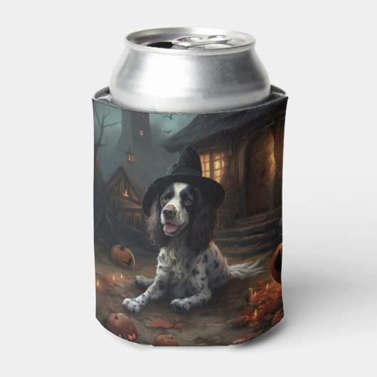 Engelse Springer Spaniel Pompoenen Halloween Scary Blikjeskoeler (Blikje Voorkant)