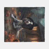 Engelse Springer Spaniel Pompoenen Halloween Scary Fleece Deken (Voorkant (Horizontaal))