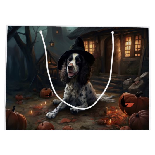 Engelse Springer Spaniel Pompoenen Halloween Scary Groot Cadeauzakje (Achterkant)
