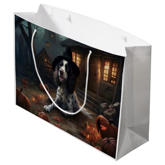 Engelse Springer Spaniel Pompoenen Halloween Scary Groot Cadeauzakje (Achterkant Gekanteld)