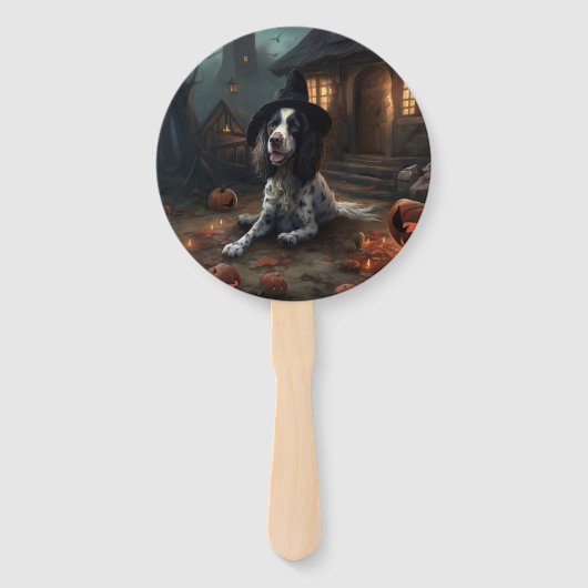 Engelse Springer Spaniel Pompoenen Halloween Scary Handwaaier (Achterkant)