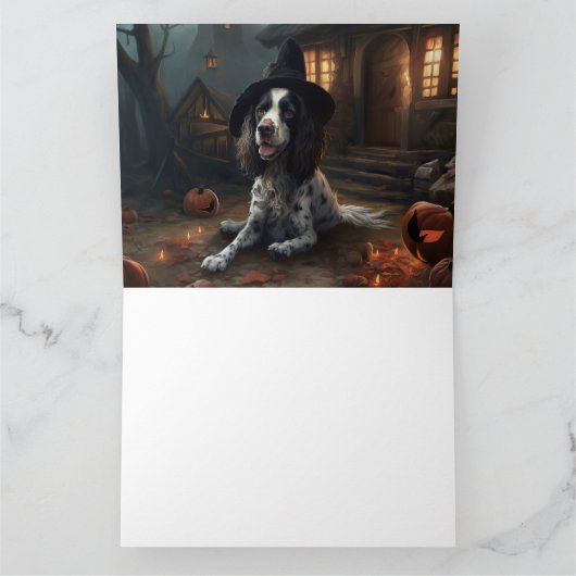Engelse Springer Spaniel Pompoenen Halloween Scary Kaart (Binnen)