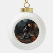 Engelse Springer Spaniel Pompoenen Halloween Scary Keramische Bal Ornament (Voorkant)