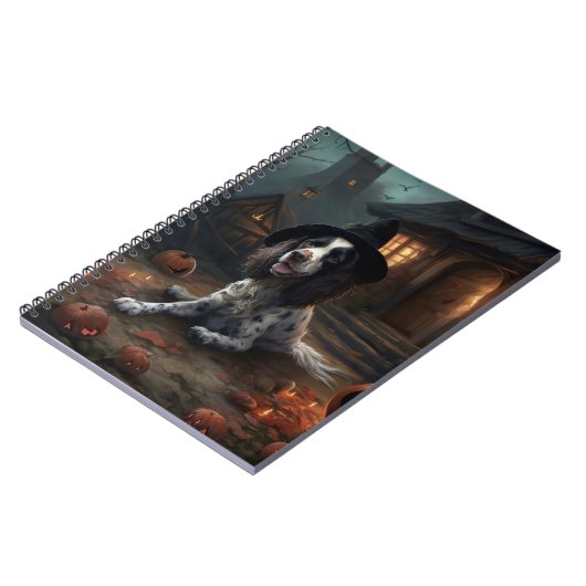 Engelse Springer Spaniel Pompoenen Halloween Scary Notitieboek (Linkerzijde)