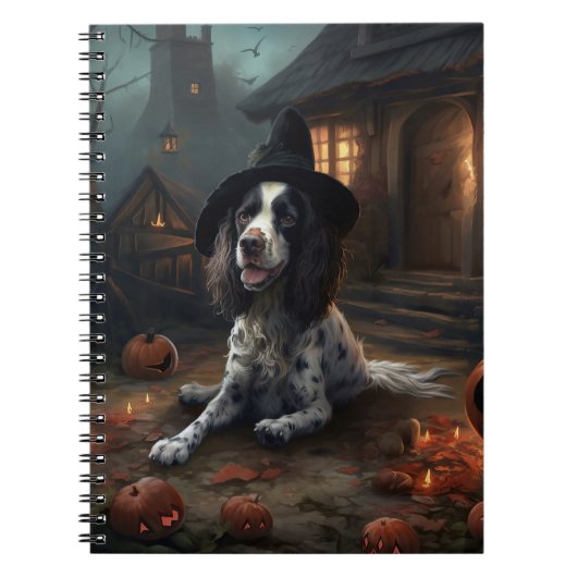 Engelse Springer Spaniel Pompoenen Halloween Scary Notitieboek (Voorkant)