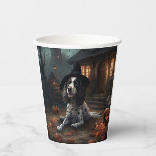 Engelse Springer Spaniel Pompoenen Halloween Scary Papieren Bekers (Voorkant)