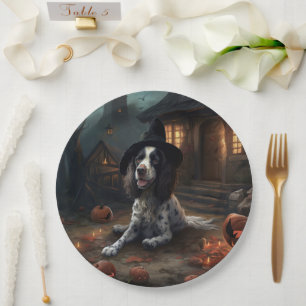 Engelse Springer Spaniel Pompoenen Halloween Scary Papieren Bordje
