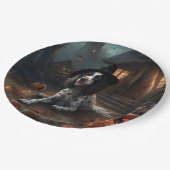 Engelse Springer Spaniel Pompoenen Halloween Scary Papieren Bordje (Gekanteld)