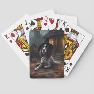 Engelse Springer Spaniel Pompoenen Halloween Scary Pokerkaarten