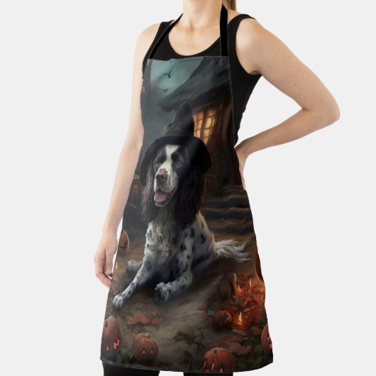 Engelse Springer Spaniel Pompoenen Halloween Scary Schort (Insitu)