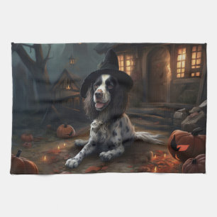 Engelse Springer Spaniel Pompoenen Halloween Scary Theedoek