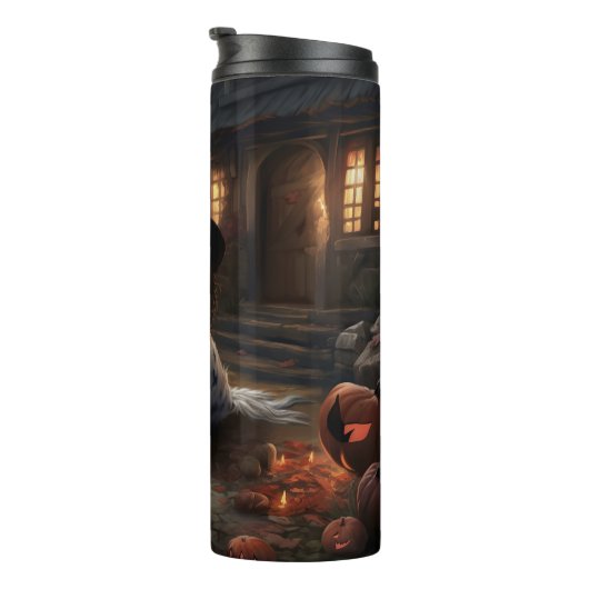 Engelse Springer Spaniel Pompoenen Halloween Scary Thermosbeker (Geroteerd rechts)