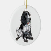 Engelse Springer Spaniel Pup - zwart en wit Keramisch Ornament (Rechts)