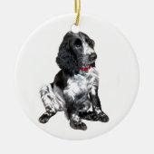 Engelse Springer Spaniel Puppy - zwart en wit Keramisch Ornament (Voorkant)