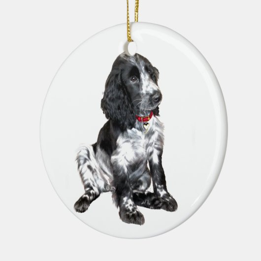 Engelse Springer Spaniel Puppy - zwart en wit Keramisch Ornament (Links)