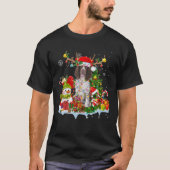 Engelse Springer Spaniel Reindeer Kerstlampjes T-shirt (Voorkant)