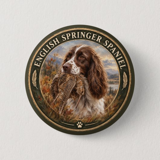 Engelse Springer Spaniel Ronde Button 5,7 Cm (Voorkant)