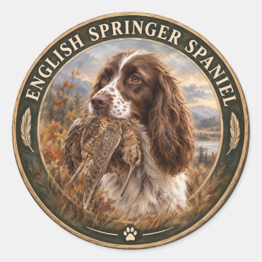 Engelse Springer Spaniel Ronde Sticker (Voorkant)