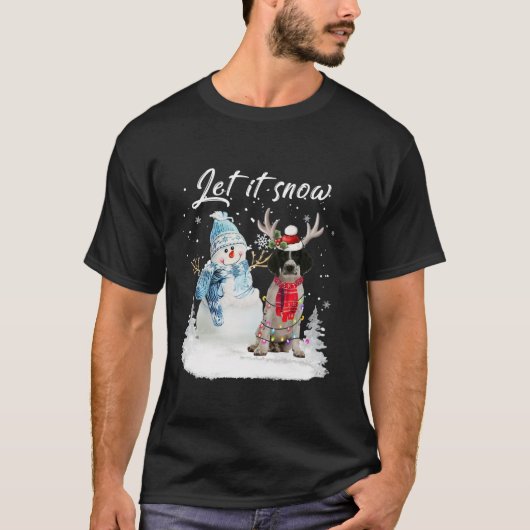 Engelse Springer Spaniel Santa Dog Christmas Snowm T-shirt (Voorkant)