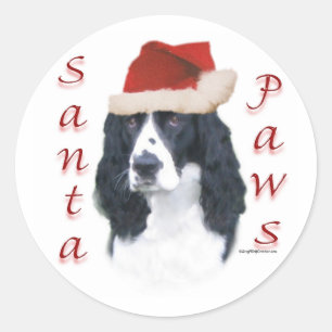 Engelse Springer Spaniel Santa Paws Ronde Sticker