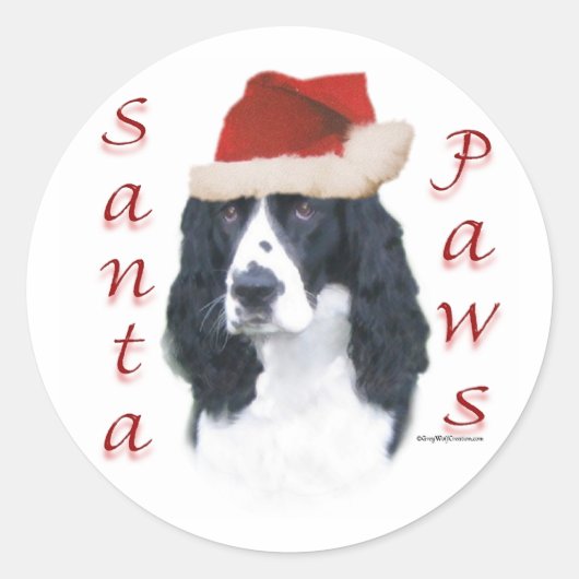 Engelse Springer Spaniel Santa Paws Ronde Sticker (Voorkant)