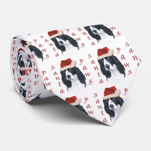 Engelse Springer Spaniel Santa Paws Stropdas (Opgerold)