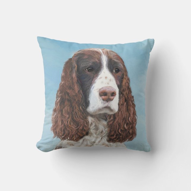 Engelse Springer Spaniel Schilderij Originele Hond Kussen (Voorkant)