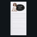 Engelse Springer Spaniel Shopping List Magnetisch Notitieblok<br><div class="desc">Schattige dingen om een Engelse Springer Spaniel-hond te halen met een zwart lijst van het karton dat gepersonaliseerd is met jouw naam.</div>