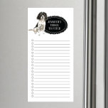 Engelse Springer Spaniel Shopping List Magnetisch Notitieblok<br><div class="desc">Schattige dingen om een Engelse Springer Spaniel-hond te halen met een zwart lijst van het karton dat gepersonaliseerd is met jouw naam.</div>