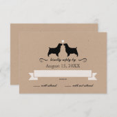 Engelse Springer Spaniel Silhouetten Bruiloft RSVP (Voorkant / Achterkant)