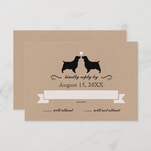 Engelse Springer Spaniel Silhouetten Bruiloft RSVP (Voorkant / Achterkant)