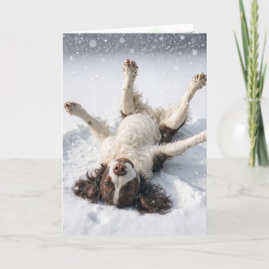 Engelse Springer Spaniel Sneeuwengel Feestdagen Kaart (Voorkant)