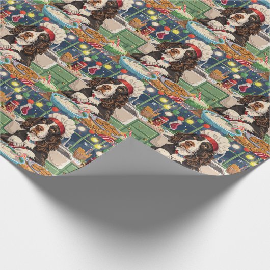 Engelse Springer Spaniel Vakantie Bakken: Feesteli Cadeaupapier (Hoek)