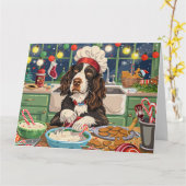 Engelse Springer Spaniel Vakantie Bakken: Feesteli Kaart (Gele Bloem)