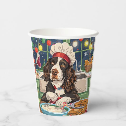 Engelse Springer Spaniel Vakantie Bakken: Feesteli Papieren Bekers (Achterkant)