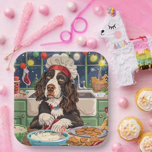 Engelse Springer Spaniel Vakantie Bakken: Feesteli Papieren Bordje (Feest)