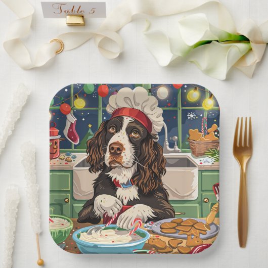 Engelse Springer Spaniel Vakantie Bakken: Feesteli Papieren Bordje (Huwelijk)