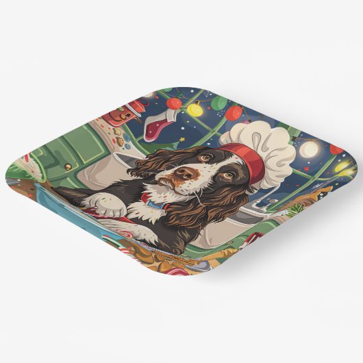 Engelse Springer Spaniel Vakantie Bakken: Feesteli Papieren Bordje (Gebogen)