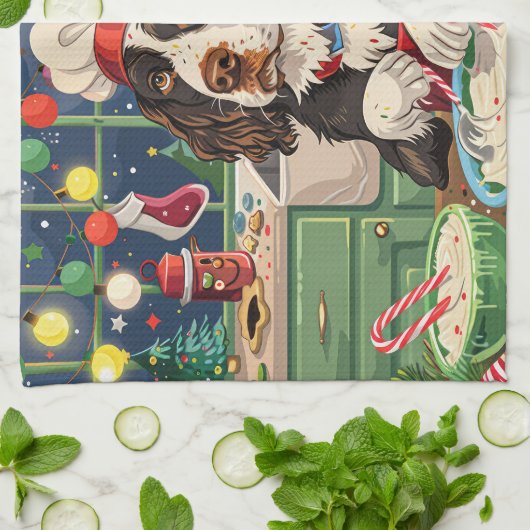 Engelse Springer Spaniel Vakantie Bakken: Feesteli Theedoek (Gevouwen)