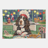 Engelse Springer Spaniel Vakantie Bakken: Feesteli Theedoek (Horizontaal)